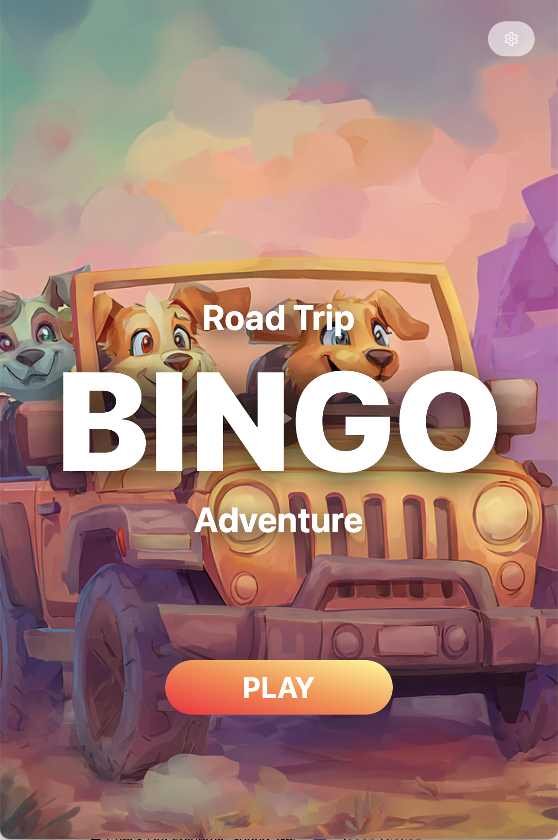 Road Trip Bingo Adventure - Cartoon dogs in a car ready for adventure